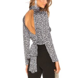 L'Academie Black and White Leopard Print Crop Top